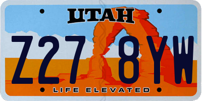 UT license plate Z278YW