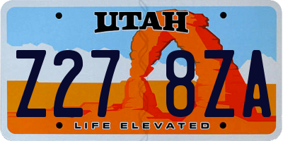 UT license plate Z278ZA