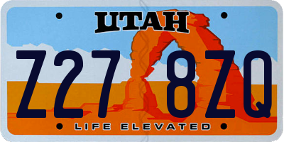 UT license plate Z278ZQ