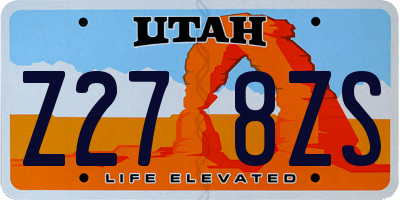 UT license plate Z278ZS