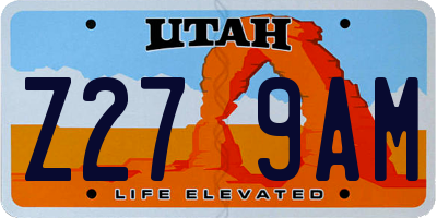 UT license plate Z279AM
