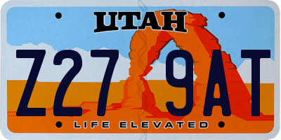 UT license plate Z279AT