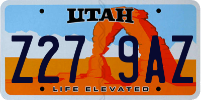 UT license plate Z279AZ