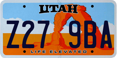 UT license plate Z279BA