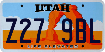 UT license plate Z279BL