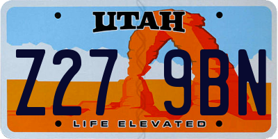 UT license plate Z279BN