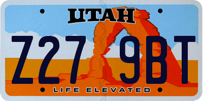UT license plate Z279BT