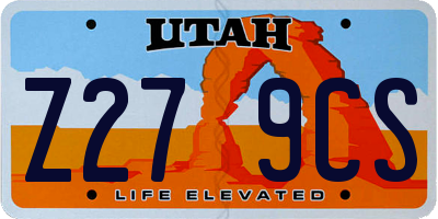 UT license plate Z279CS