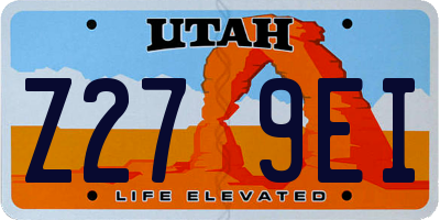 UT license plate Z279EI