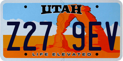 UT license plate Z279EV