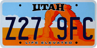UT license plate Z279FC