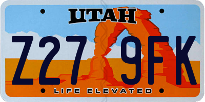 UT license plate Z279FK