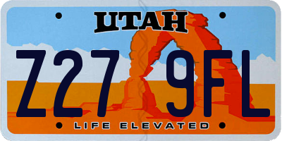 UT license plate Z279FL