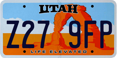 UT license plate Z279FP