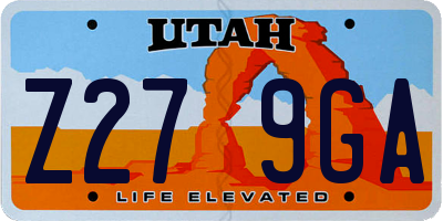 UT license plate Z279GA