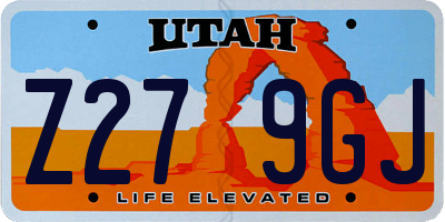 UT license plate Z279GJ