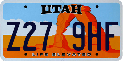 UT license plate Z279HF