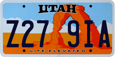 UT license plate Z279IA