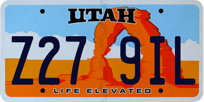 UT license plate Z279IL