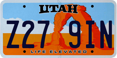 UT license plate Z279IN