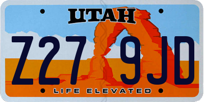 UT license plate Z279JD