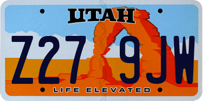 UT license plate Z279JW