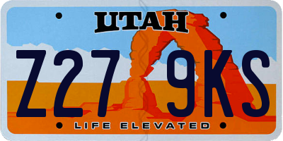 UT license plate Z279KS