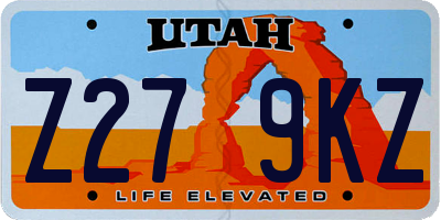 UT license plate Z279KZ