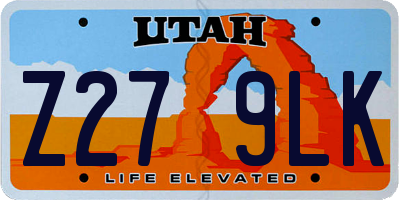 UT license plate Z279LK