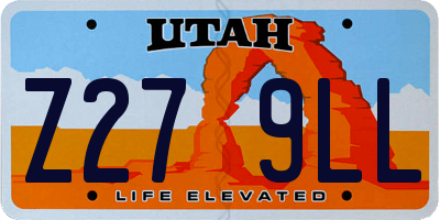 UT license plate Z279LL
