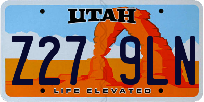 UT license plate Z279LN
