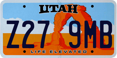 UT license plate Z279MB