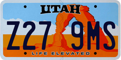 UT license plate Z279MS