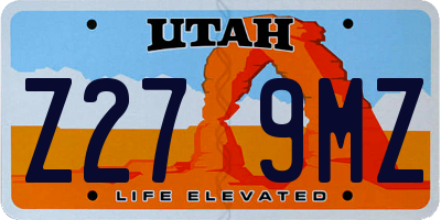 UT license plate Z279MZ