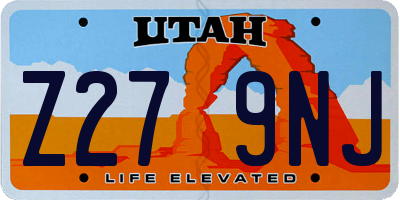 UT license plate Z279NJ