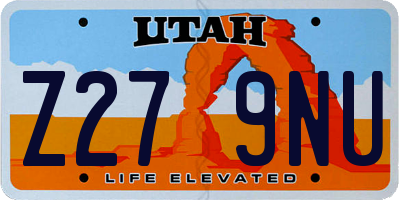 UT license plate Z279NU