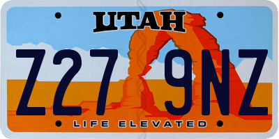UT license plate Z279NZ