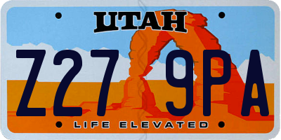 UT license plate Z279PA