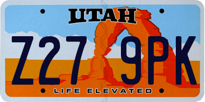 UT license plate Z279PK
