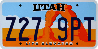 UT license plate Z279PT