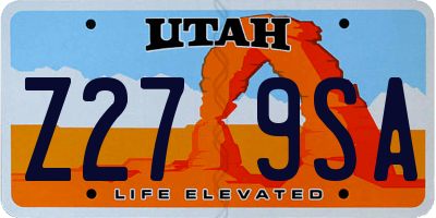 UT license plate Z279SA