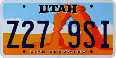 UT license plate Z279SI