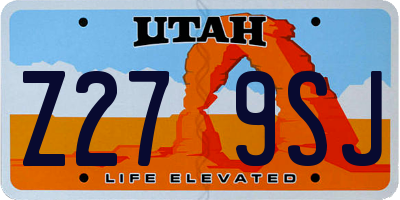 UT license plate Z279SJ