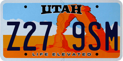 UT license plate Z279SM