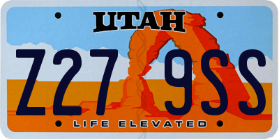UT license plate Z279SS