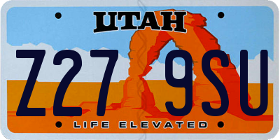 UT license plate Z279SU
