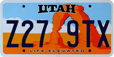UT license plate Z279TX