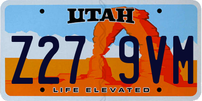 UT license plate Z279VM