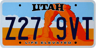 UT license plate Z279VT