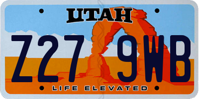 UT license plate Z279WB